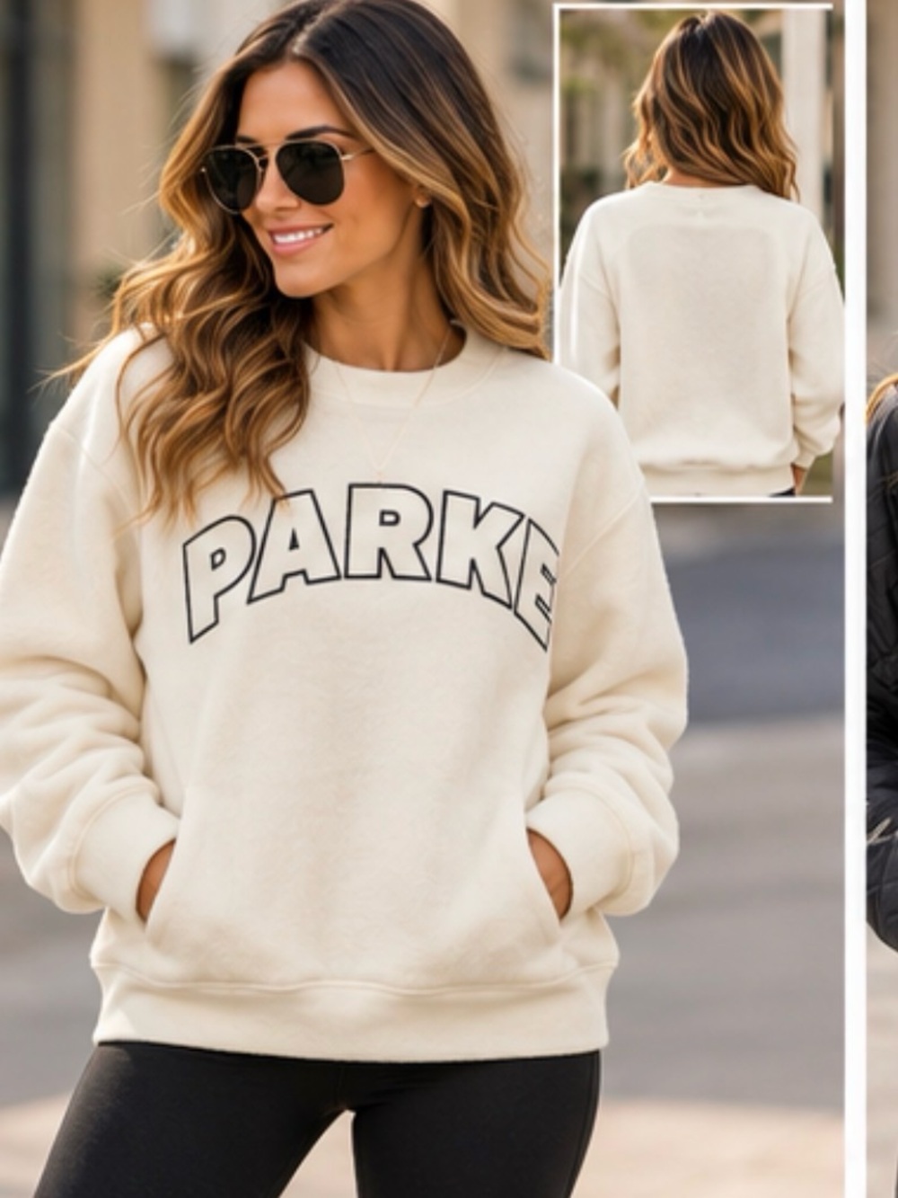 PARKE Classic Logo Crewneck Sweatshirt Cream L/XL